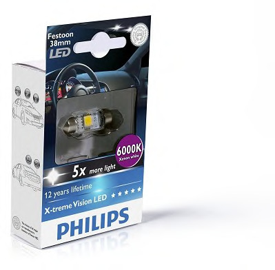 PHILIPS 128596000KX1 - Лампа светодиодная автомобильная X-tremeUltinon LED SV8.5-8